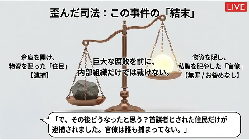 隠退蔵物資事件の歪んだ結末 住民逮捕と官僚の無罪