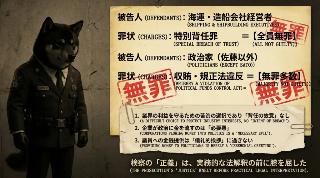造船疑獄の裁判で無罪が相次いだ構造