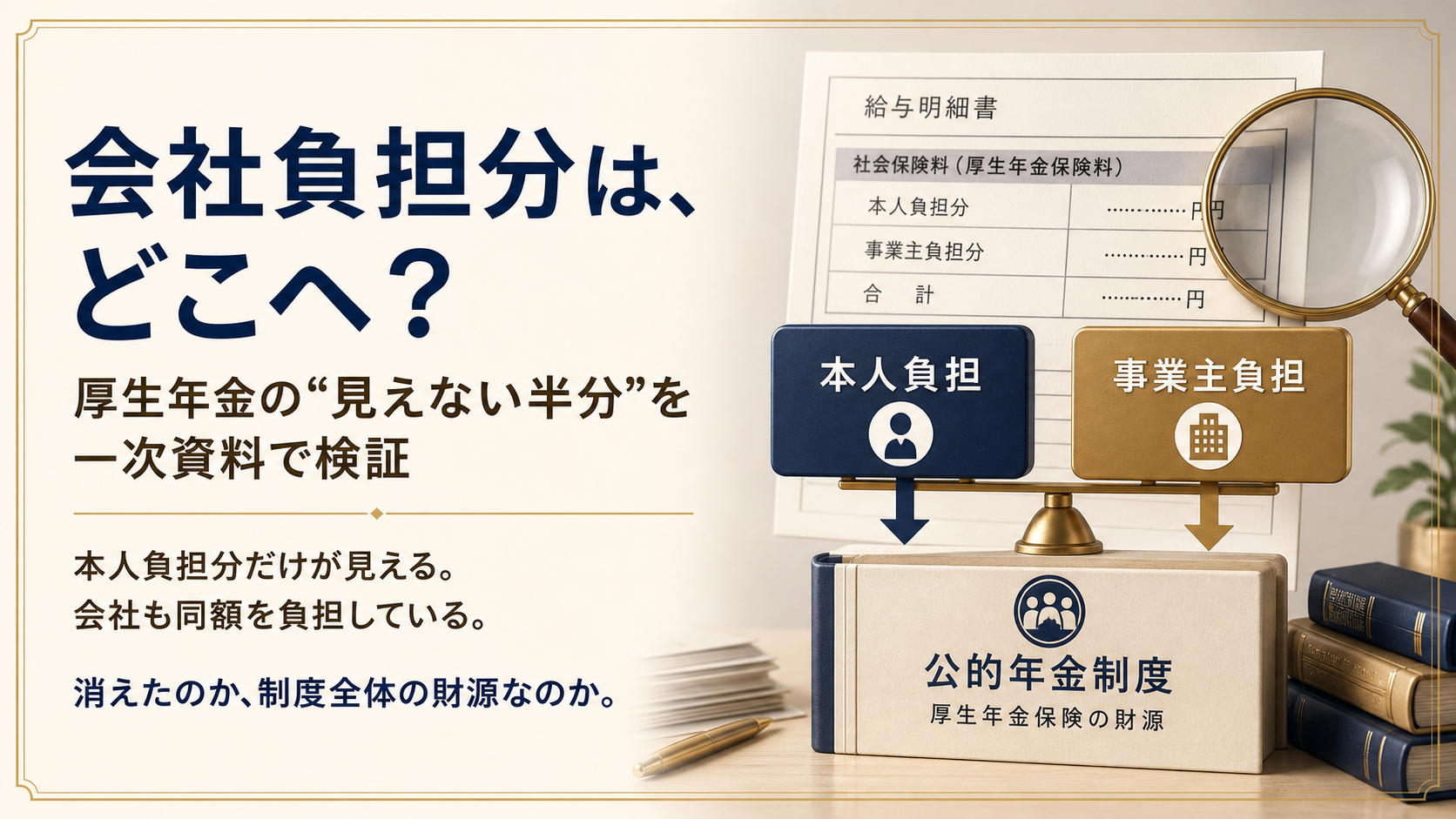 厚生年金の会社負担分はどこへ？を一次資料で検証するアイキャッチ画像