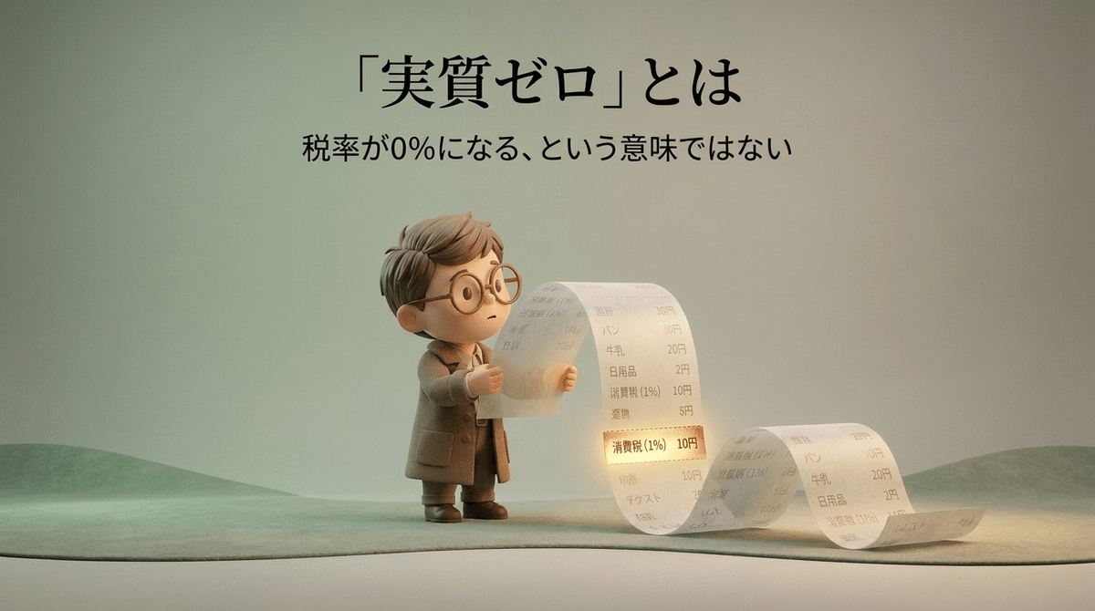 「実質ゼロ」は、税率が0%になるという意味ではありません。